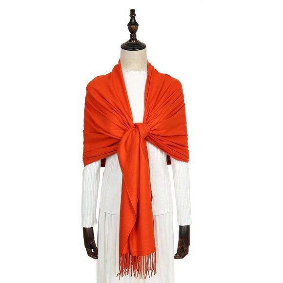 ⚡Women's Burnt Orange Pashmina Evening Dress Bridesmaid Winter Warm Long Scarf - Picture 4 of 8